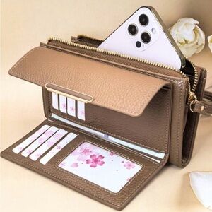 Women's Tan Crossbody Wallet with Phone Pocket